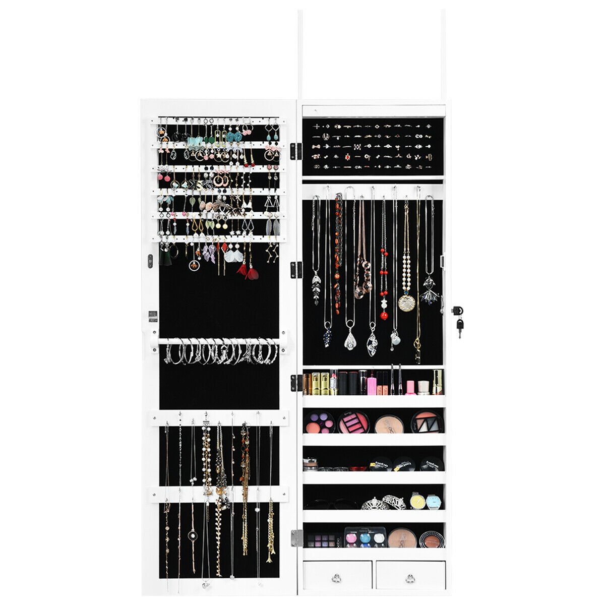 Lockable Armoire Jewelry Cabinet with LED Lights view 4