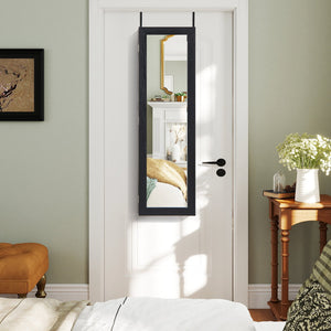 Jewelry Cabinet Wall or Door Mounted Jewelry Armoire with Full-Length Mirror-Black view 3