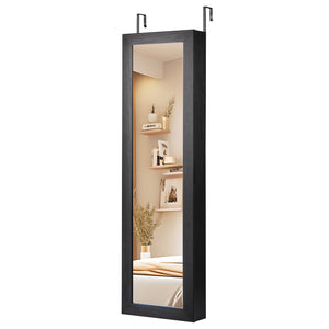 Jewelry Cabinet Wall or Door Mounted Jewelry Armoire with Full-Length Mirror-Black view 6