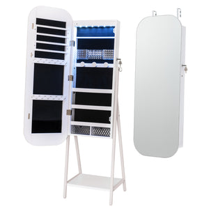 Jewelry Cabinet with Full-Length Mirror Large Storage Capacity-White view 4
