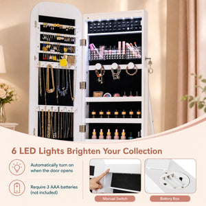 Jewelry Cabinet with Full-Length Mirror Large Storage Capacity-White view 6