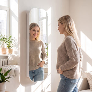 Jewelry Cabinet with Full-Length Mirror Large Storage Capacity-White view 7