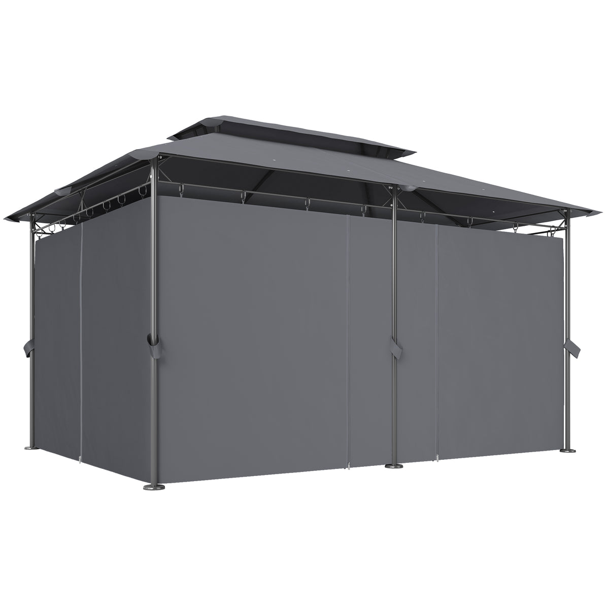 10' x 13' Double Roof Patio Gazebo, Outdoor Gazebo with Curtains, for Garden, Lawn, Backyard and Deck – view 8