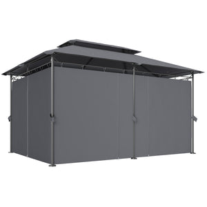10' x 13' Double Roof Patio Gazebo, Outdoor Gazebo with Curtains, for Garden, Lawn, Backyard and Deck – view 8