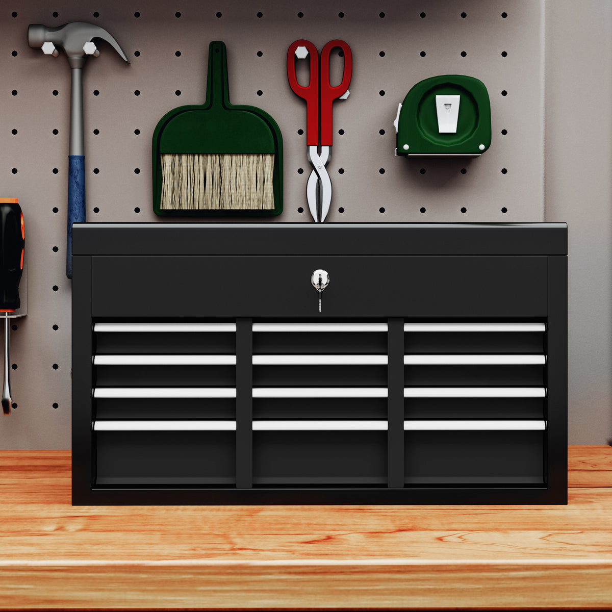 6 Drawer 24" Portable Tool Box with Top Case, Ball Bearing Slides, Metal Tool Chest for Garage, Household and Warehouse