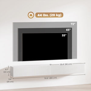 71" Floating TV Stand for TVs up to 72 Inch, Wall Mount Media Console with 2 Fluted Flip-Down Doors – view 9