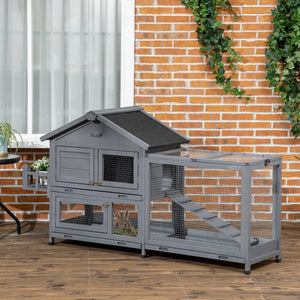 65" Wooden Rabbit Hutch, Pet Playpen with Openable Roof, Storage Box, for Rabbits and Small Animals – view 7