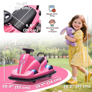 Qaba Bumper Car for Kids, 6V Battery Powered Bumping Car with 360 Degree Spin, Dual Motors, Music, for 3-8 Years