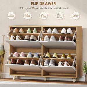 Narrow Shoe Cabinet, Shoe Storage Cabinet with 4 Flip Drawers and Adjustable Shelves for 16 Pairs of Shoes – view 10