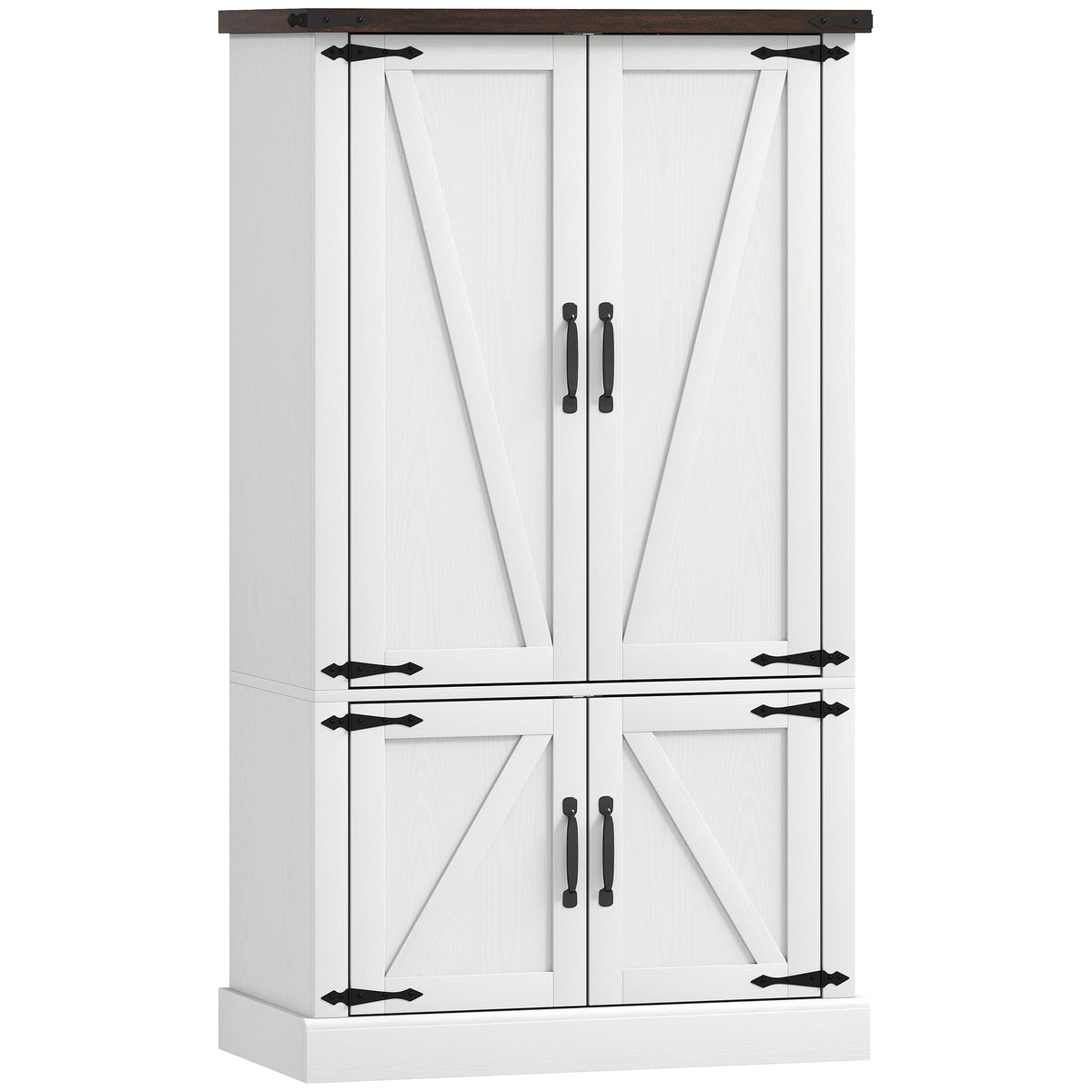 53.5" Pantry Cabinet, Kitchen Storage Cabinet with Adjustable Shelves, 6 Door Spice Racks for Dining Room, White