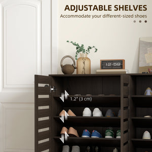 Narrow Shoe Cabinet with Slatted Doors, Adjustable Shelves for 20 Pairs of Shoes – view 10