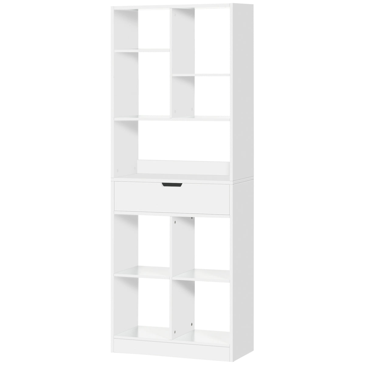 Tall Bookshelf with Drawer, Freestanding Bookcase for Bedroom, Living Room, Home Office, White