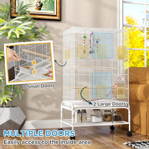 52" Bird Cage with Rolling Stand, Toys, for Budgies Canaries Black – view 24