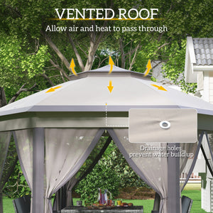 13' x 13' Pop Up Canopy Tent with Netting and Carry Bag, Instant Sun Shelter, Coffee and Beige – view 4