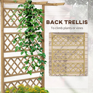 Wooden Planter with Trellis Privacy Screen, Raised Garden Bed to Grow Vegetables, Herbs and Flowers, Natural