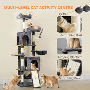 Cat Tree, 70" Multi-Level Cat Tower with 2 Condos, 2 Perches, Hammock, Toy Balls – view 3