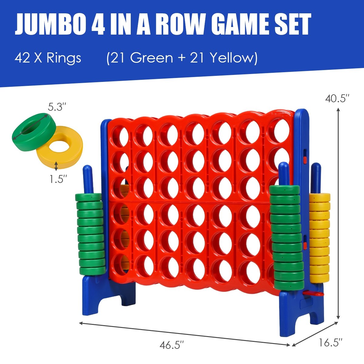 Jumbo 4-to-Score Giant Game Set with 42 Jumbo Rings and Quick-Release Slider-Blue view 5