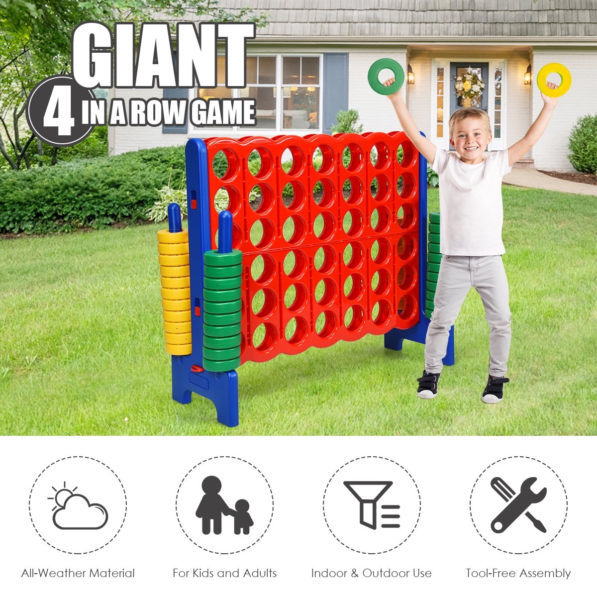 Jumbo 4-to-Score Giant Game Set with 42 Jumbo Rings and Quick-Release Slider-Blue view 7