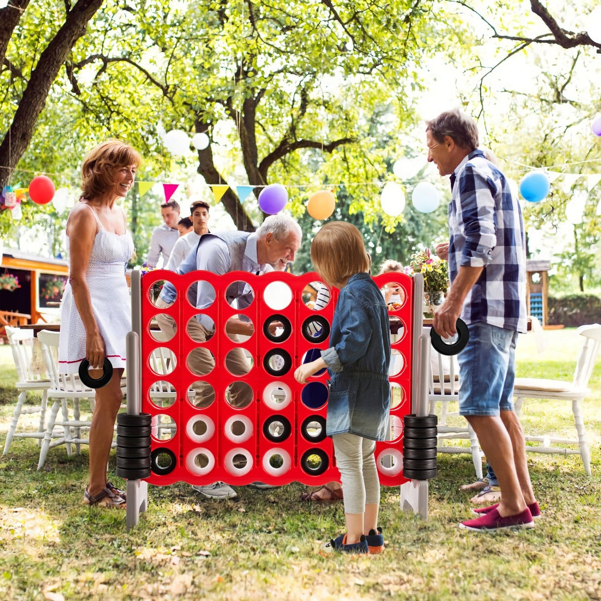 3.5 Feet Tall Jumbo 4 to Score Giant Game Set with 42 Jumbo Rings-Red view 2