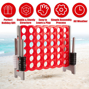 3.5 Feet Tall Jumbo 4 to Score Giant Game Set with 42 Jumbo Rings-Red view 7