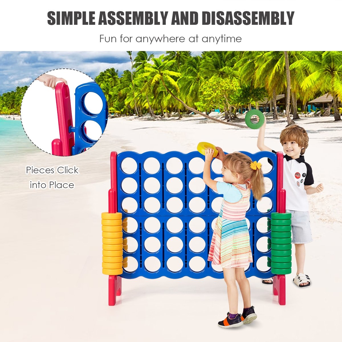 Jumbo 4-to-Score Giant Game Set with 42 Jumbo Rings and Quick-Release Slider-Red view 9