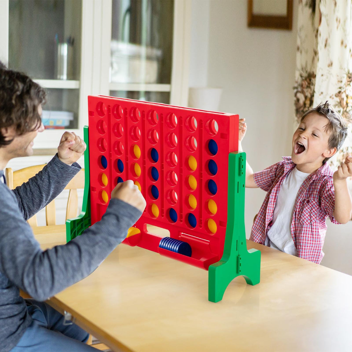 Jumbo 4-to-Score Connect Game Set with Carrying Bag and 42 Coins-Green view 2