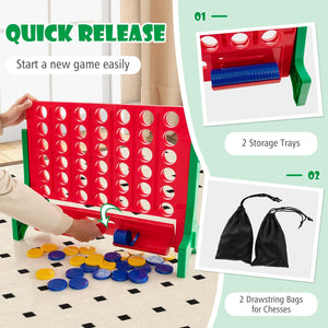 Jumbo 4-to-Score Connect Game Set with Carrying Bag and 42 Coins-Green view 9