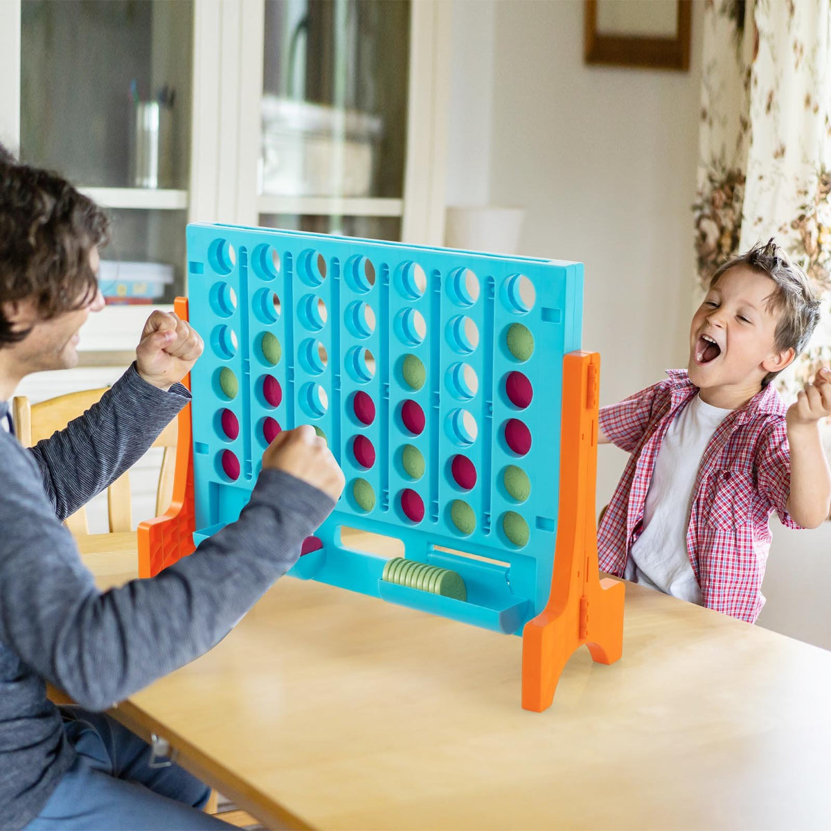 Jumbo 4-to-Score Connect Game Set with Carrying Bag and 42 Coins-Orange view 2