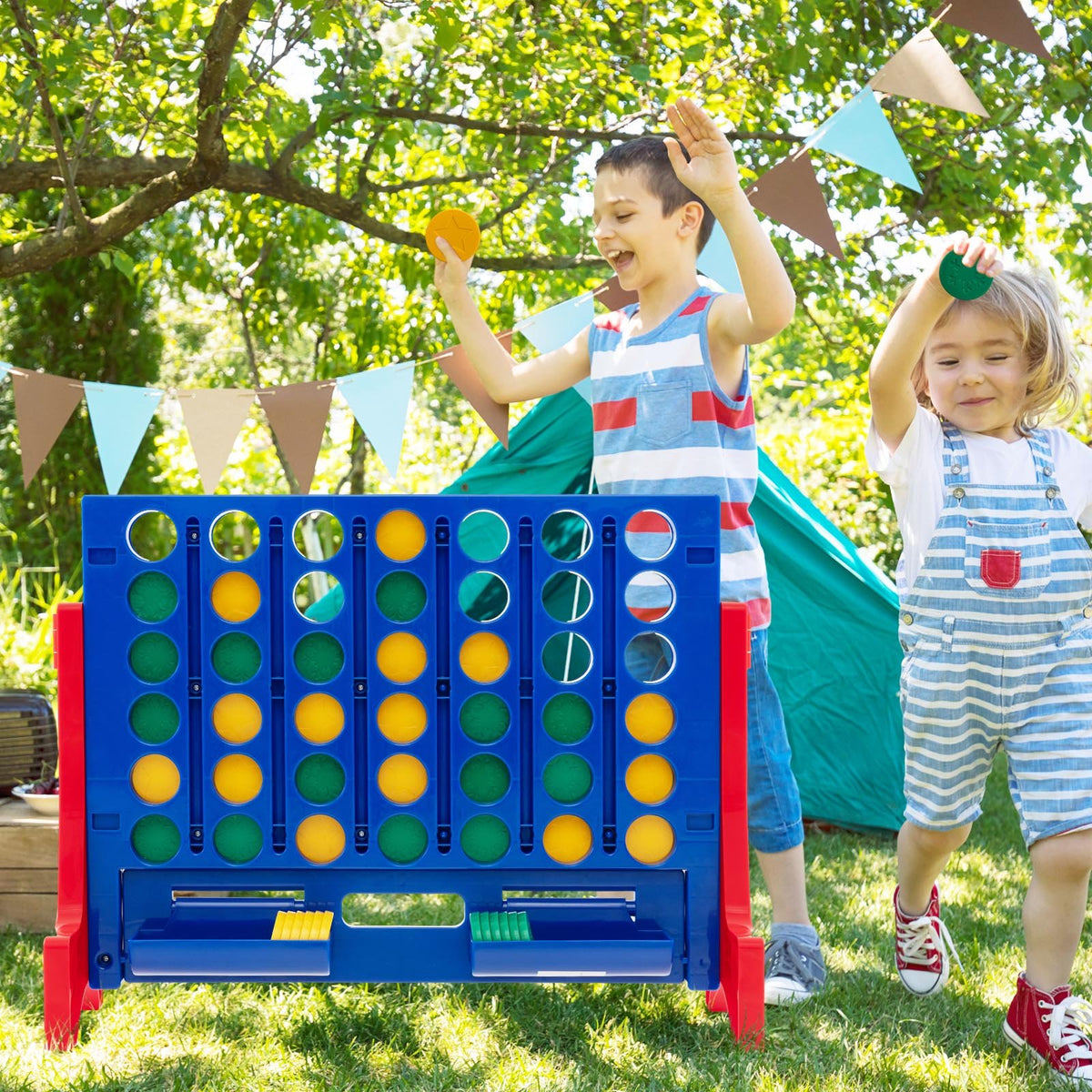Jumbo 4-to-Score Connect Game Set with Carrying Bag and 42 Coins-Red view 2