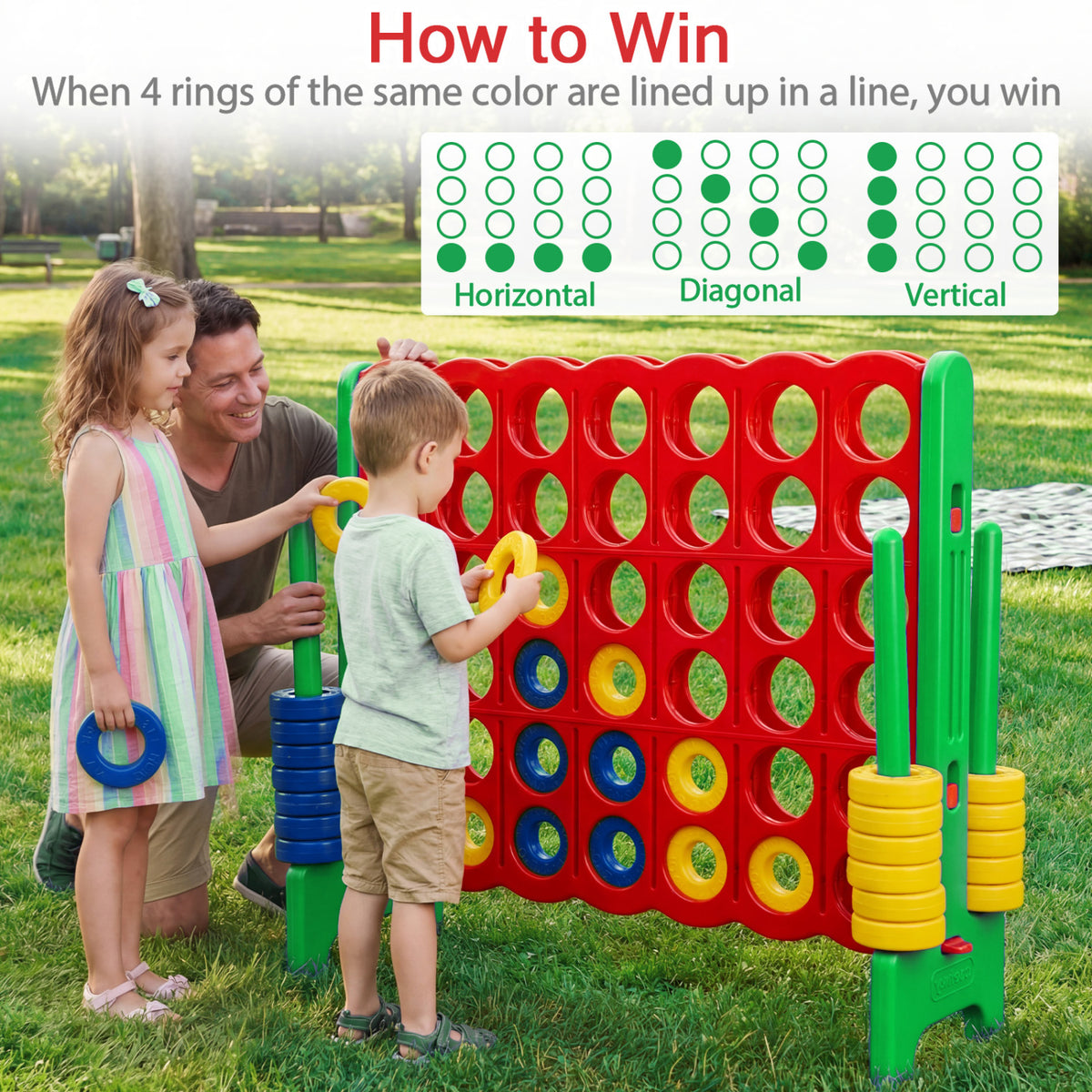 Jumbo 4-to-Score Game Set for Kids and Adults 3.5FT Tall by 4FT Wide Oversized Family Fun Game-Green view 6