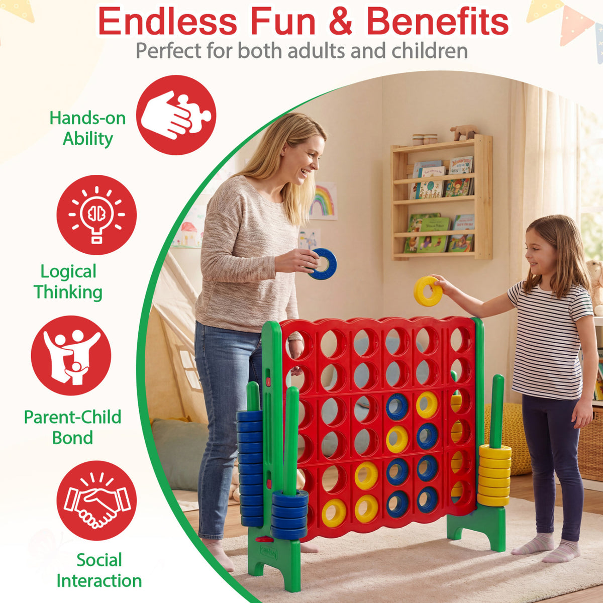 Jumbo 4-to-Score Game Set for Kids and Adults 3.5FT Tall by 4FT Wide Oversized Family Fun Game-Green view 8