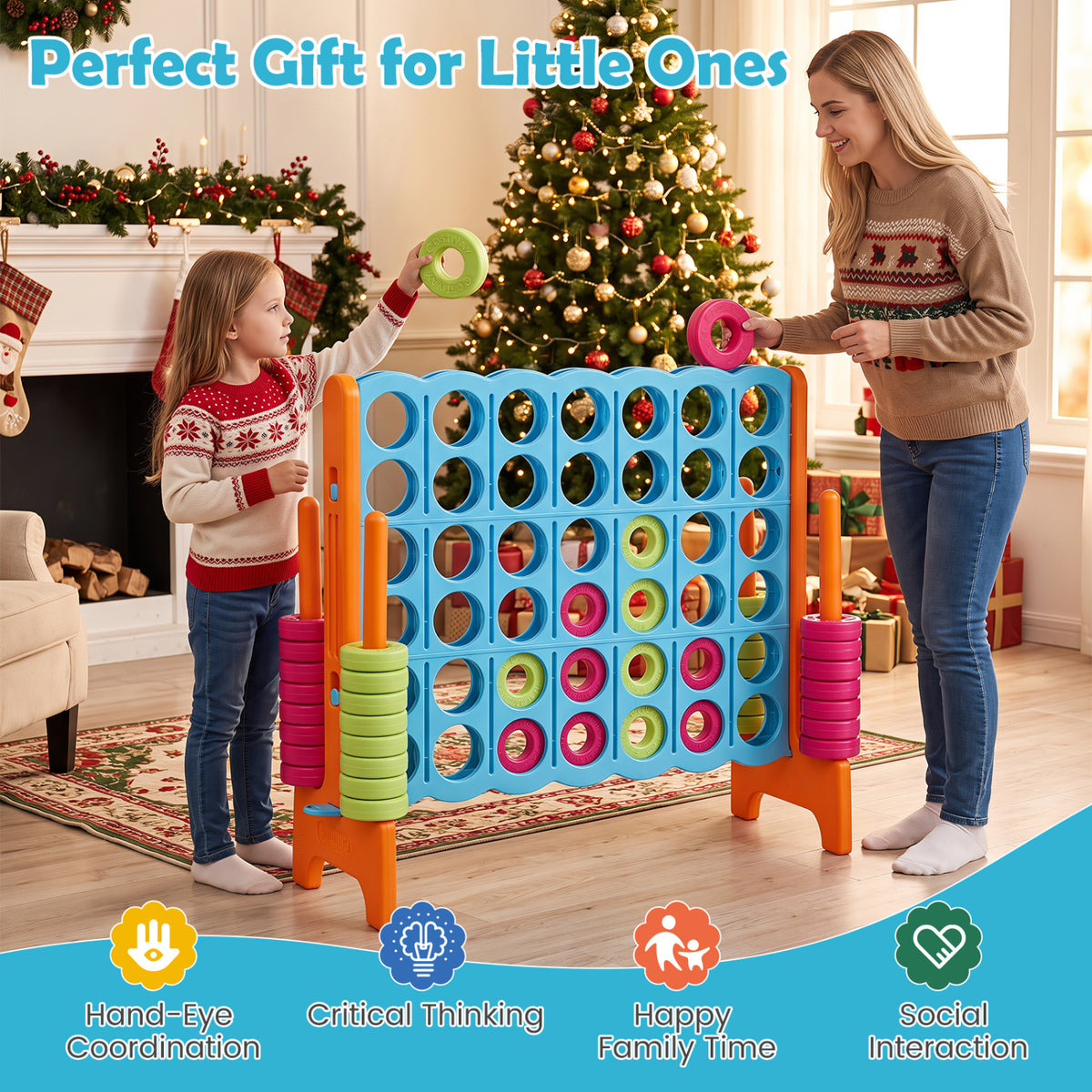 Jumbo 4-to-Score Game Set for Kids and Adults 3.5FT Tall by 4FT Wide Oversized Family Fun Game-Orange view 9