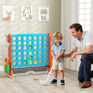 Jumbo 4-to-Score Game with Ring-toss and Basketball Hoop-Blue & Orange view 2