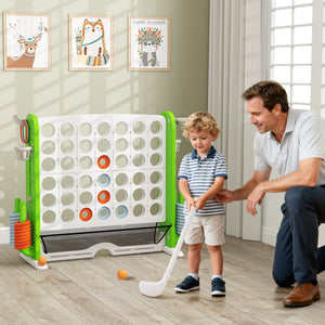 Jumbo 4-to-Score Game with Ring-toss and Basketball Hoop-Green view 2