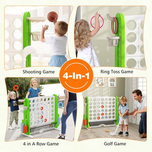 Jumbo 4-to-Score Game with Ring-toss and Basketball Hoop-Green view 8