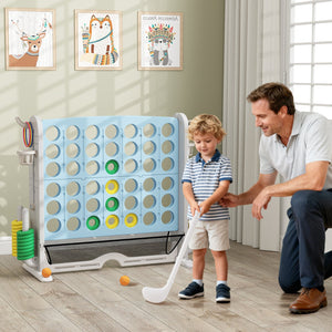 Jumbo 4-to-Score Game with Ring-toss and Basketball Hoop-Light Blue view 2