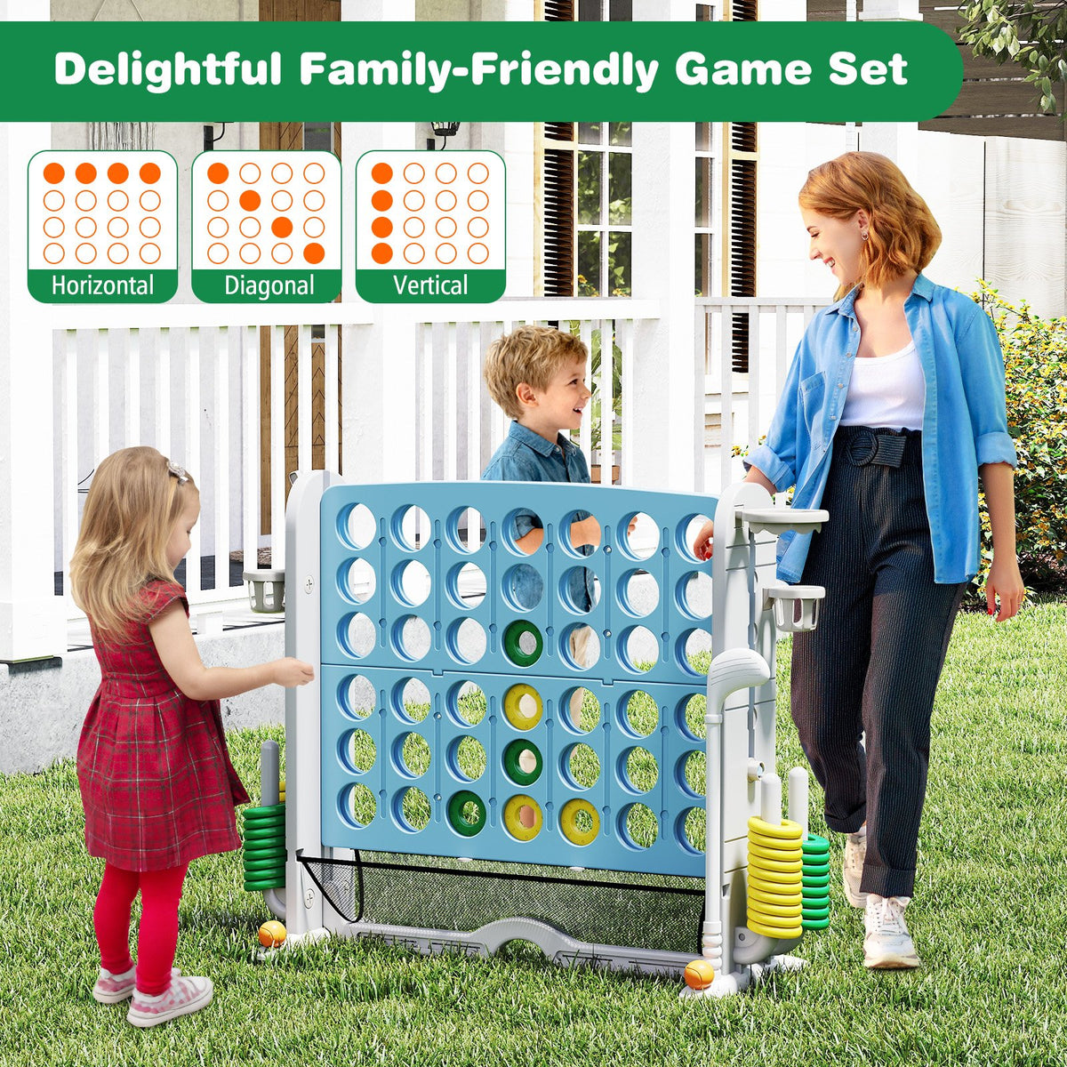 Jumbo 4-to-Score Game with Ring-toss and Basketball Hoop-Light Blue view 6
