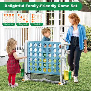 Jumbo 4-to-Score Game with Ring-toss and Basketball Hoop-Light Blue view 6