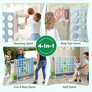 Jumbo 4-to-Score Game with Ring-toss and Basketball Hoop-Light Blue view 7