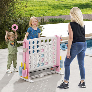 Jumbo 4-to-Score Game with Ring-toss and Basketball Hoop-Pink view 3