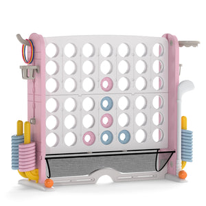 Jumbo 4-to-Score Game with Ring-toss and Basketball Hoop-Pink view 4
