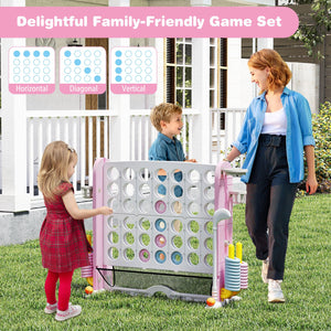 Jumbo 4-to-Score Game with Ring-toss and Basketball Hoop-Pink view 7