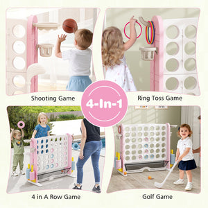 Jumbo 4-to-Score Game with Ring-toss and Basketball Hoop-Pink view 8