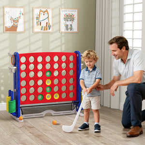 Jumbo 4-to-Score Game with Ring-toss and Basketball Hoop-Red view 2
