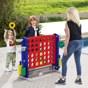Jumbo 4-to-Score Game with Ring-toss and Basketball Hoop-Red view 3