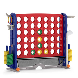 Jumbo 4-to-Score Game with Ring-toss and Basketball Hoop-Red view 4