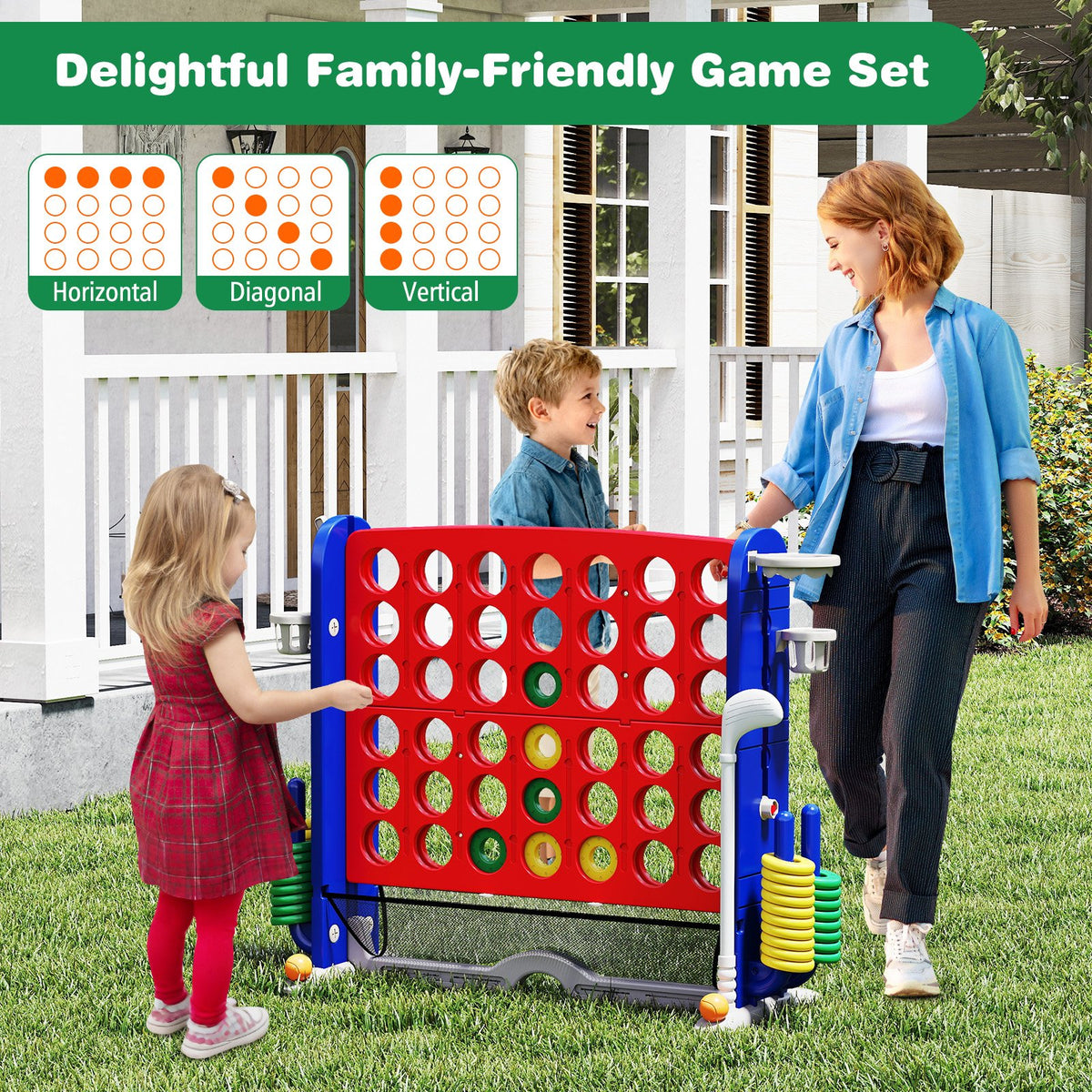 Jumbo 4-to-Score Game with Ring-toss and Basketball Hoop-Red view 7