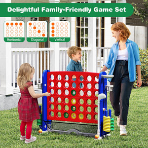 Jumbo 4-to-Score Game with Ring-toss and Basketball Hoop-Red view 7