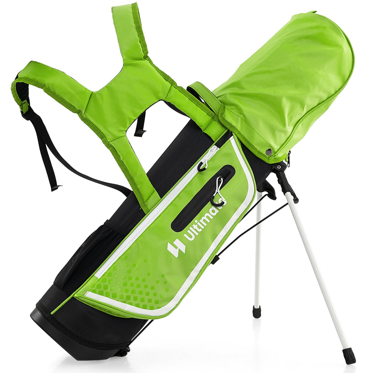 Junior Complete Golf Club Set Right Hand with Rain Hood for Kids-Green view 6