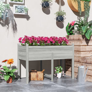 Wooden Raised Planter Box with Drain Holes for Vegetables, Flowers, Outdoor Garden Bed, 45.3x21.7x31.5inch – view 7